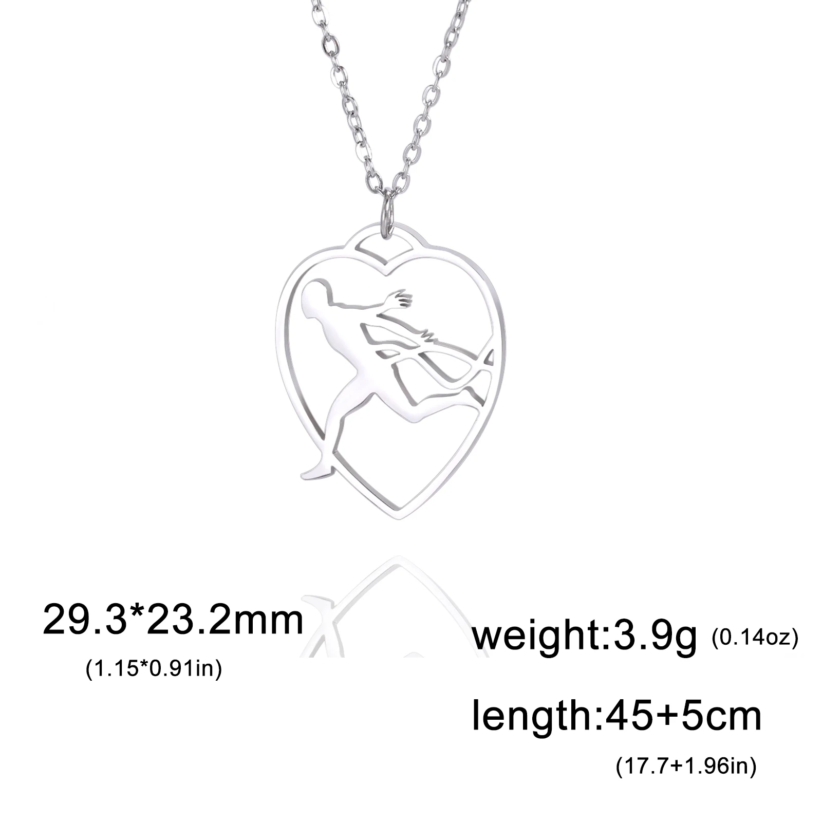 Fishhook Run Necklace Runner Heart Chain Sports Gift For Woman Man Gold Color Stainless Steel Pendant Fashion Jewelry