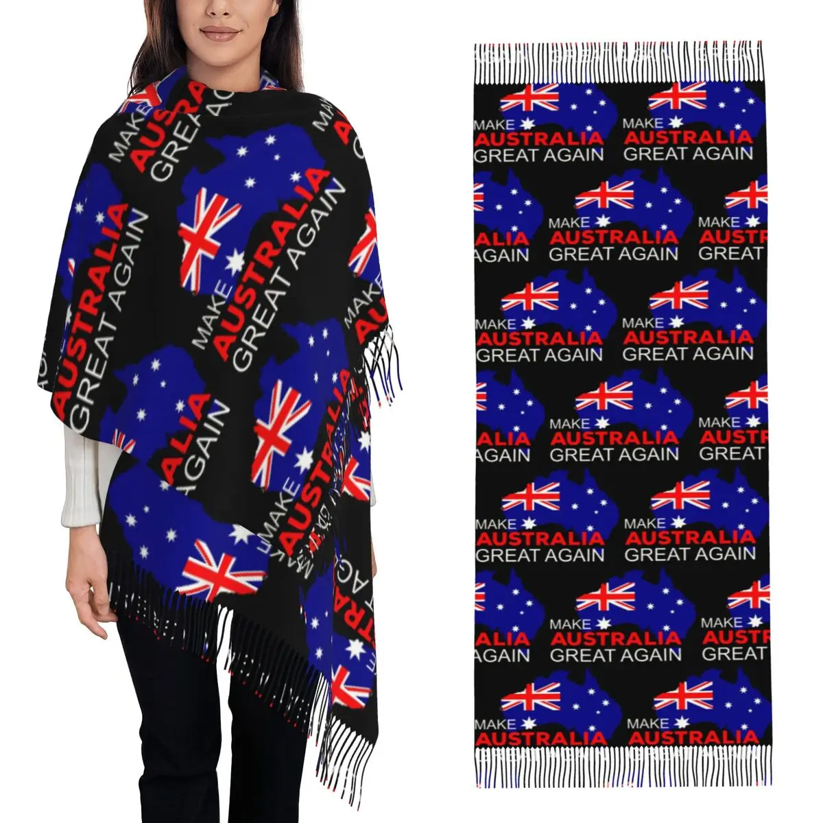 Make Australia Great Again Scarf Tassel Scarves for Women Soft Warm Shawls and Wraps Large Fall Winter Shawl Wrap
