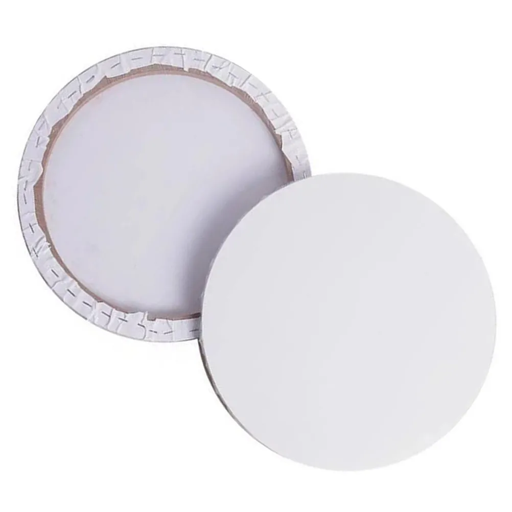 2Pcs 20Cm Round Artist Stretched Canvas Panels Wood Frame Effortless Painting Surface Ideal for Oil Acrylic DIY