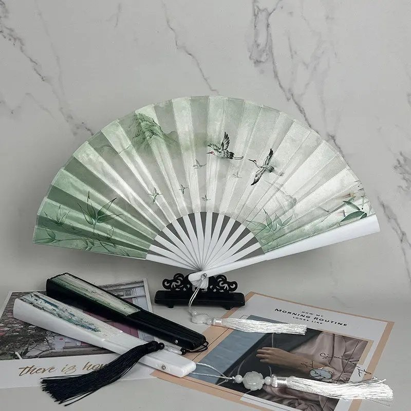 Creative Chinese Style 8-inch Double-sided Pattern Folding Fan Suitable for Hanfu Dance Parties and Home Decoration