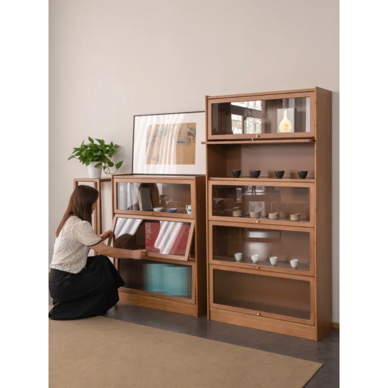 Bookshelf shelf, floor-to-ceiling bookcase, modern minimalist dustproof door, simple floor-to-ceiling multi-layer wall display