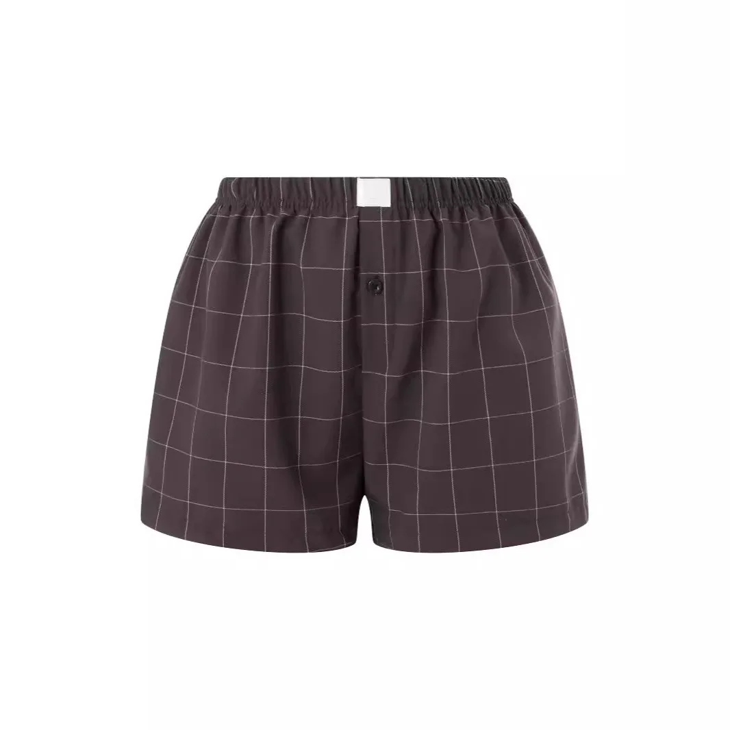 orts a Cuadros de Cintura Alta y Pierna Ancha para Mujer, Estilo Casual para el Trabajo, Tres Cuartos de Largo, Material 0...