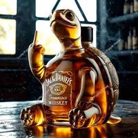 Funny Middle Finger Whiskey Glass Decanter Duck Turtle Dog 10Oz Glass Whiskey Wine Bottle Statue Decoration Christmas Gift
