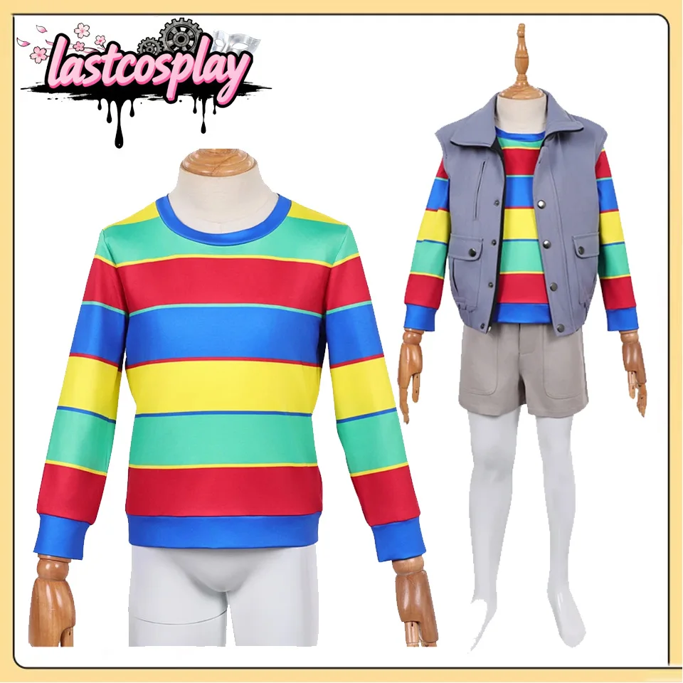 Niños Derek Cosplay sudadera colorida Top chaleco gris conjunto de ropa TV ST 5 disfraz niños Halloween disfraz de fiesta de Carnaval