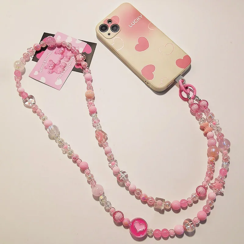 

Женский ремень через плечо, цветная пятиугольная звезда, ручной работы, шнурок с бусинами, подвеска, милый телефонный Шарм с зажимом