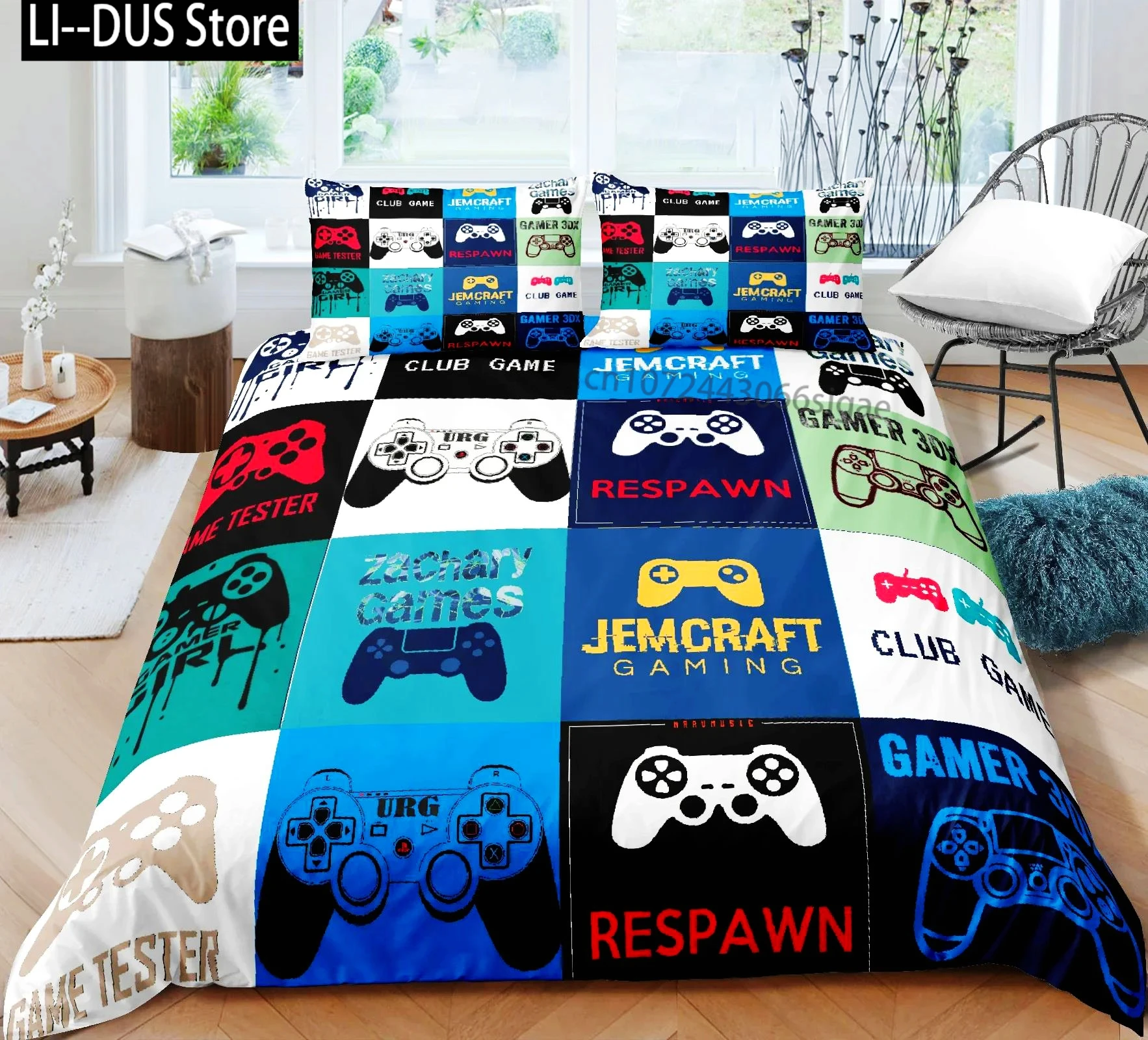 

Gamer Bedding Set For Bedroom Soft Modern Gamepad Bedspreads Comefortable Kids Duvet Cover Video Game Quilt Cover And Pillowcase
