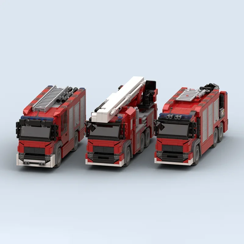 Fire Fighting Model Moc Building Blocks Fire Vehicles Pack ​​​​​​​Model Technology Brick DIY Assembly Construction Holiday Toys