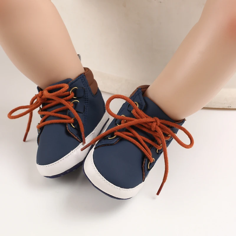 Blue Foreign Trade High Top Baby Shoes for 0-1 Year Old Boys Casual Sports Shoes Anti slip Walking Shoes