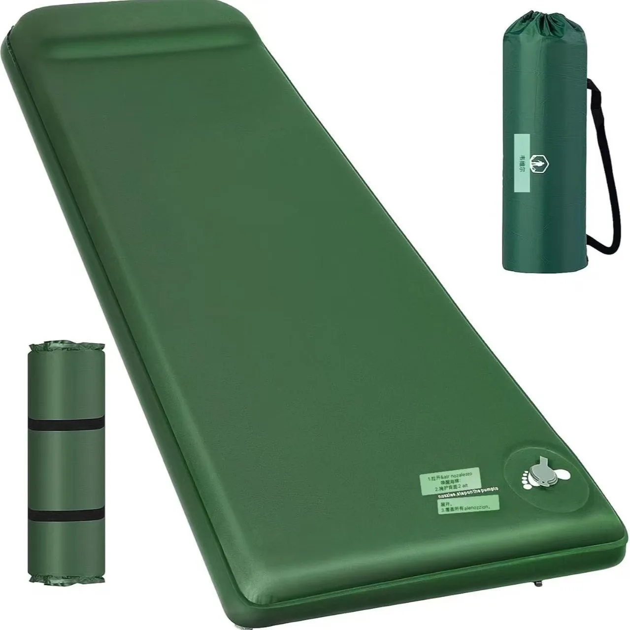 

Memory sleeping pad Super thick foam camping sleeping pad, easy to inflate and deflate, heat insulated Wite pillow for car trave