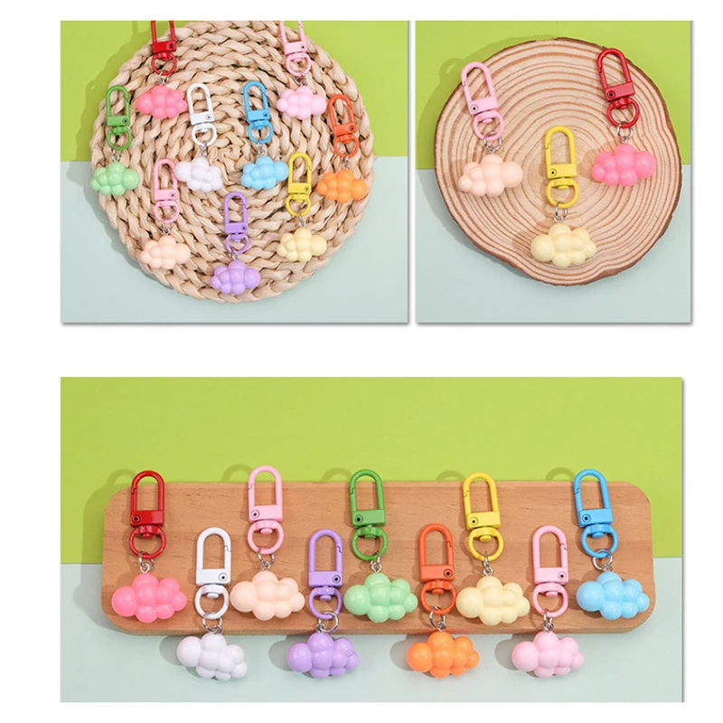 Cute Cloud Resin Keychain Fashion Colorful Cloud Backpack Pendant Accessories Phone Pendant Girl Couple Gift Decoration