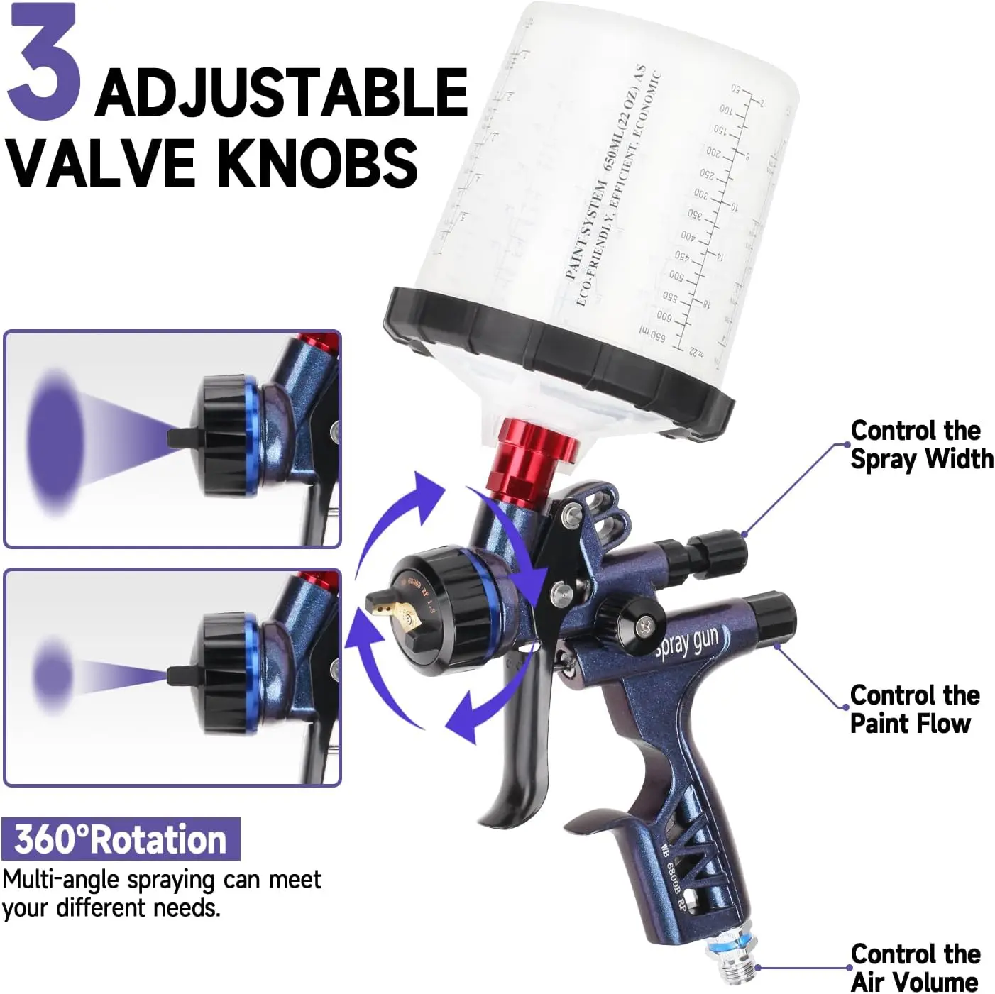 1.3 Basecoat/Clearcoat Automotive Spray Gun 600ML CUP