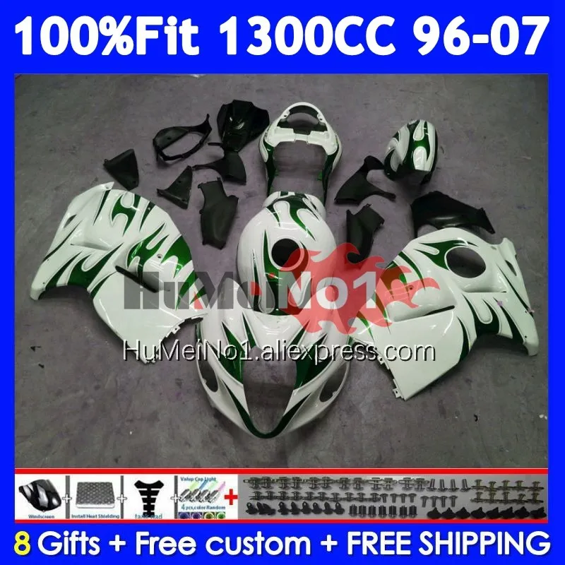 Fairing For SUZUKI GSXR Green blk 1300 CC Hayabusa GSXR-1300 126No.282 GSXR1300 96 97 98 99 00 01 2002 2003 2004 2005 2006 2007