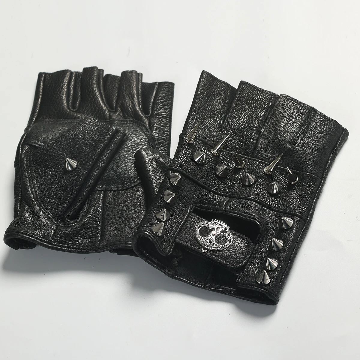Steampunk – gants boussole sans doigts en cuir PU pour hommes et femmes, mode Hip Hop Punk, gants demi-doigt