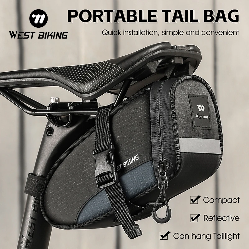 WEST BIKING Bike Saddle Bag Storage Cycling Seat Tail Rear Pouch Bag Accessory Kit Tool Pannier Reflective Cycling Accessories