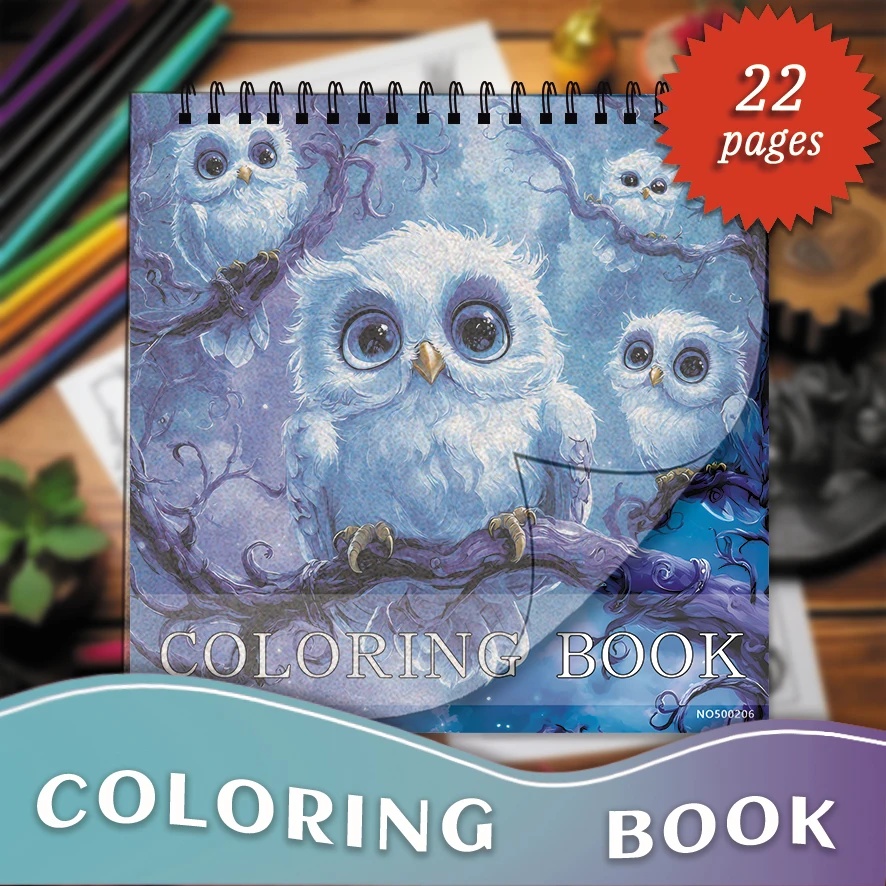 Owl Coloring Pages Book 22 Sheets 8.27x8.27 inches Perfect Gift for Family Relax