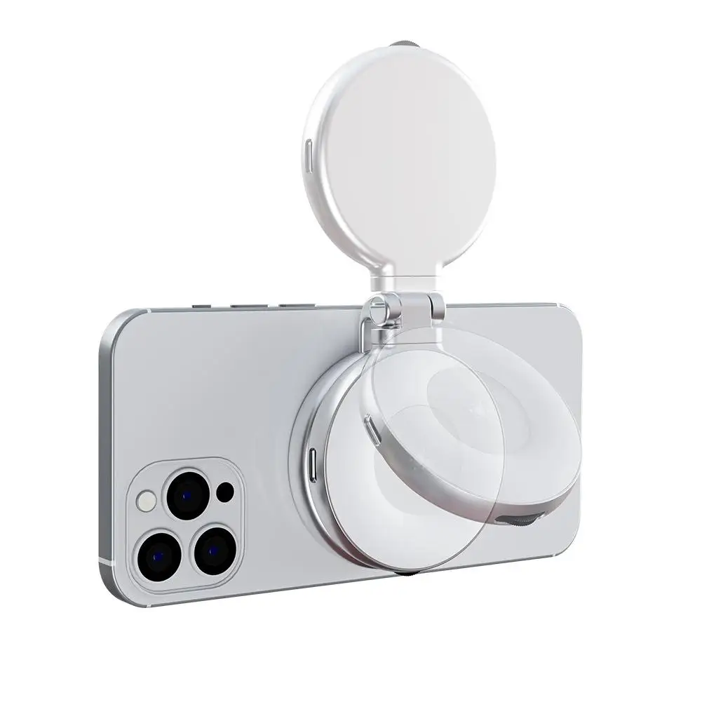 Foldable Smartphone Magnetic Fill Light Mini Selfie Modes Adjustable Light Brightness Makup Light 3 Mirror Photography Rota N2N3