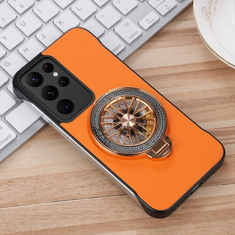 

Rotating Gyroscope Magsafe Holder Case for Samsung S25 S24 S23 S22 S21 Ultra FE Plus S25 Edgeultra Thin Frameless Protect Cover