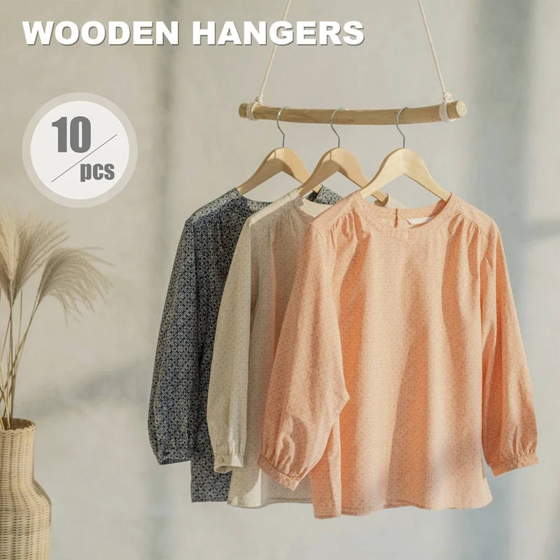 Wooden Children's/Children's Hangers (10 Pack) Smooth And Durable Wooden Baby/Parenting Hangers-12.5 Inch-Space Saving, 360 ° Ho