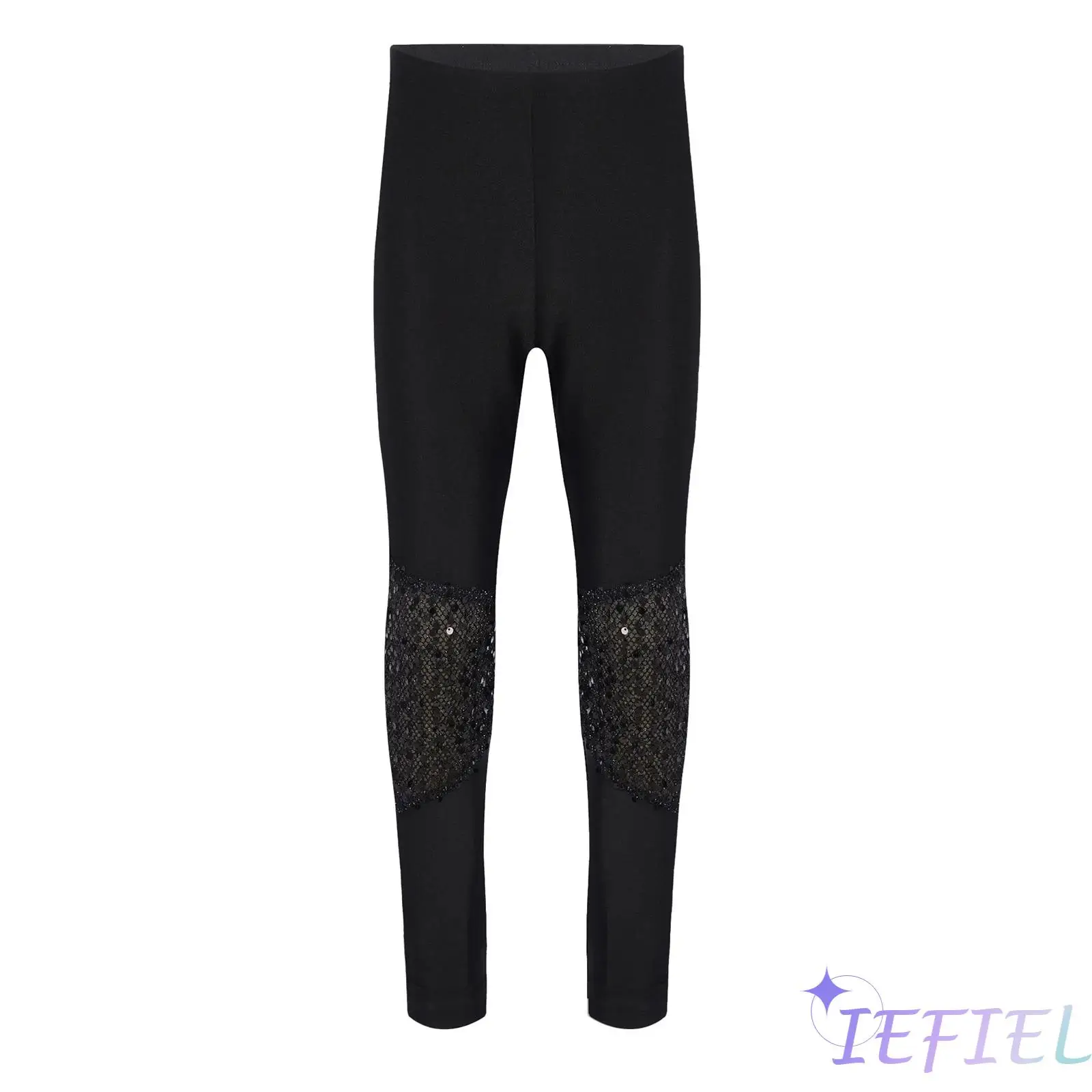 

Girls Dance Stage Performance Costume Practice Trouser Shiny Sequins Patchwork Pants for Ballet Jazz Tight Leggings Dancewear