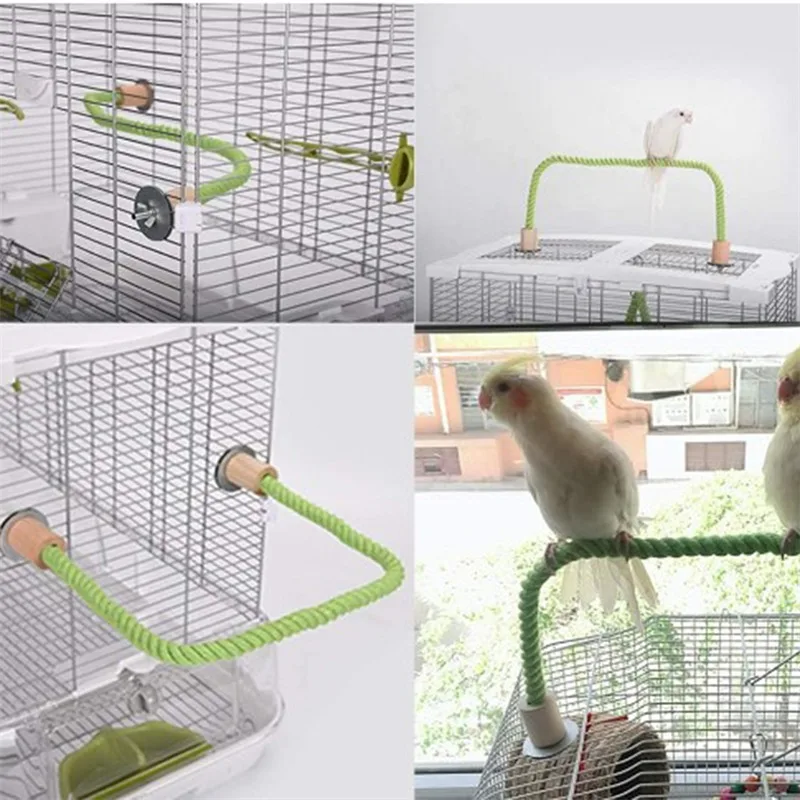 Parrot Training Toy Cage Cotton Rope Toy Paw Grinding Bendable Pet Bird Standing Stick Exercise Perches Toy for Budgies Parakeet