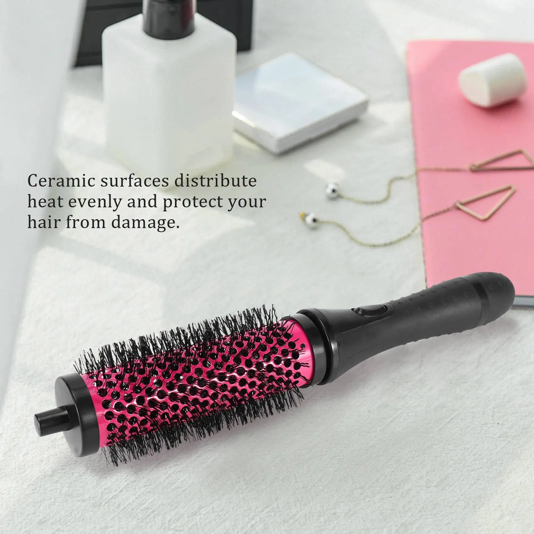 6pcs/set 3 Sizes Detachable Handle Hair Roller Brush with Positioning Clips Aluminum Ceramic Barrel Curler Comb Hairdresser