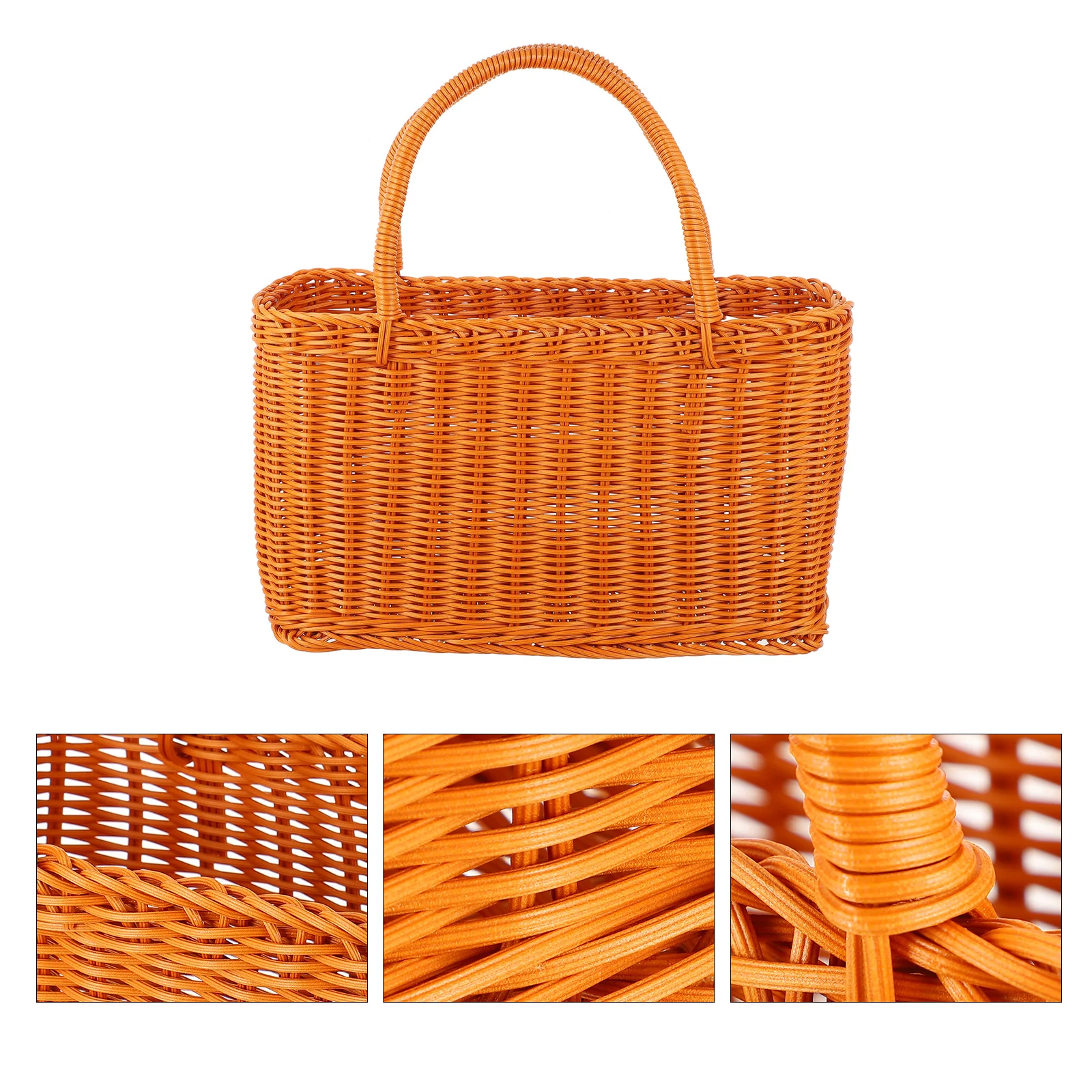 Woven Storage Basket Premium Plastic Natural Durable Fruit Flower Container For Home Garden Kitchen Picnic Gift Rattan Vegetable