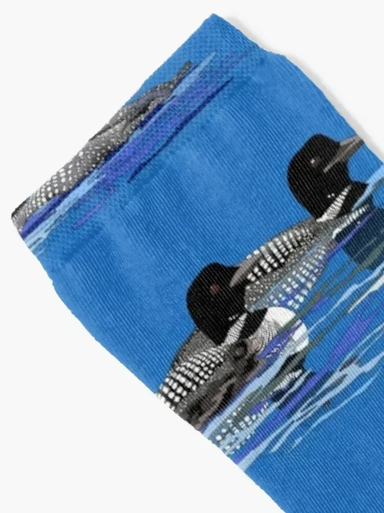 Many Loons on a Lake Socks funny gift tennis men cotton high quality set Luxury Woman Socks Men's