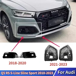 For Audi Q5 RS S-Line Sline Sport 2018-2023 Left&Right Front Bumper Lip Fog Light Hoods Grille Grill By ACC Lamp Cover Tuning