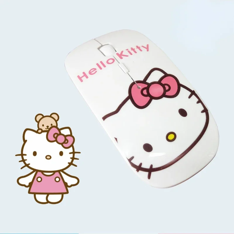 Hello Kitty mysz Mini bezprzewodowa Bluetooth USB cicha kreskówka Anima akcesoria do laptopów akumulator Lenovo Asus HP uniwersalny