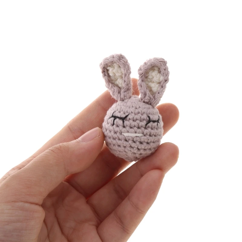 Crochet Rabbit Loose Beads for Infant Teether Clip Anti-Drop Pacifier Chain Rattle Toy DIY Accessory Baby Teething Gift