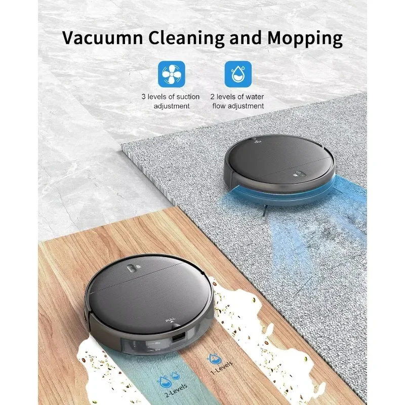 MAMNV 2 in 1 Mopping Robot Vacuum Cleaner with Schedule, Wi-Fi/Voice/App, Strong Suction, Self-Charging Robotic Vacuum, Slim