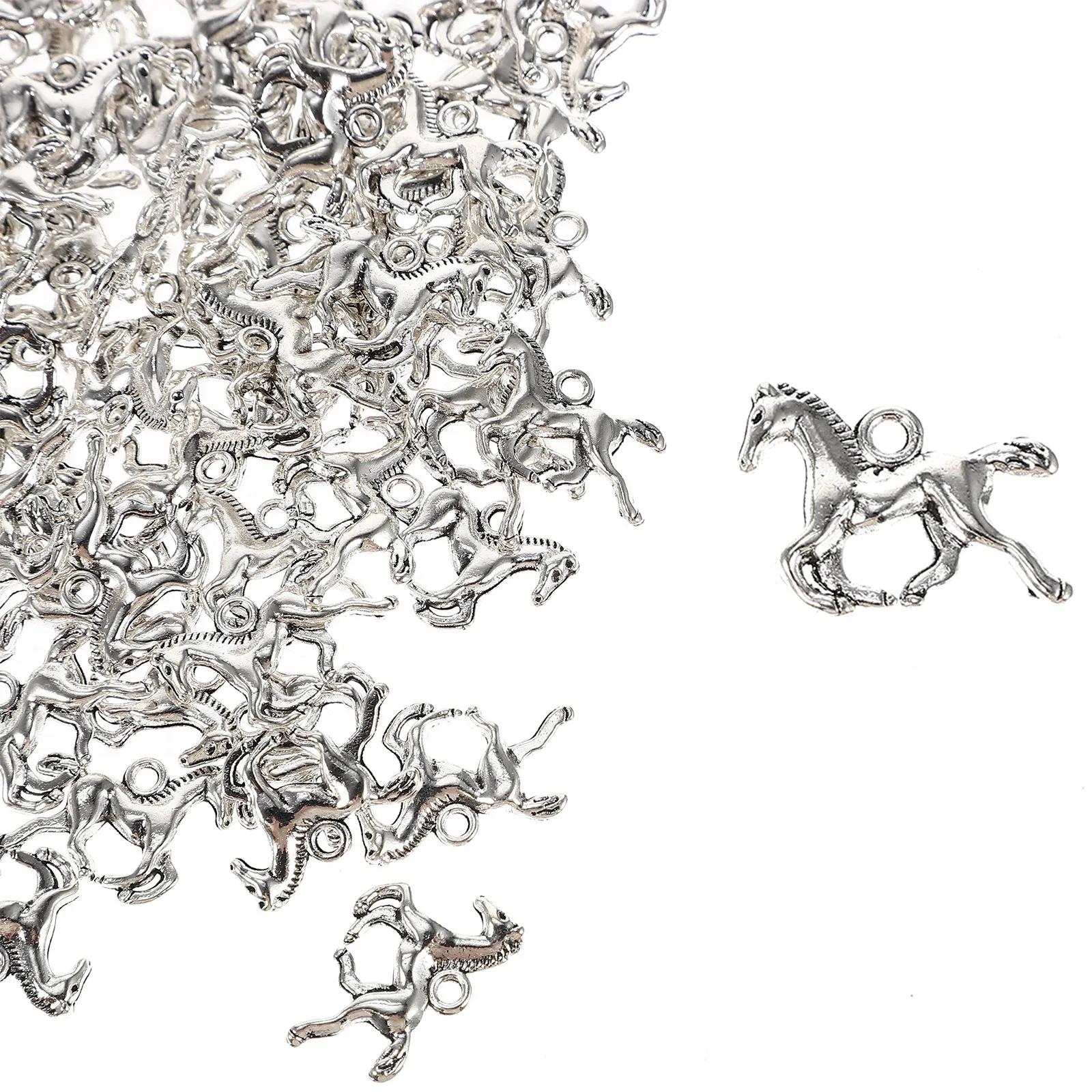 

200 шт. подвесок из сплава в форме лошади для рукоделия, украшения для ключей, ожерелий, брелоков, фурнитура для изготовления ювелирных изделий