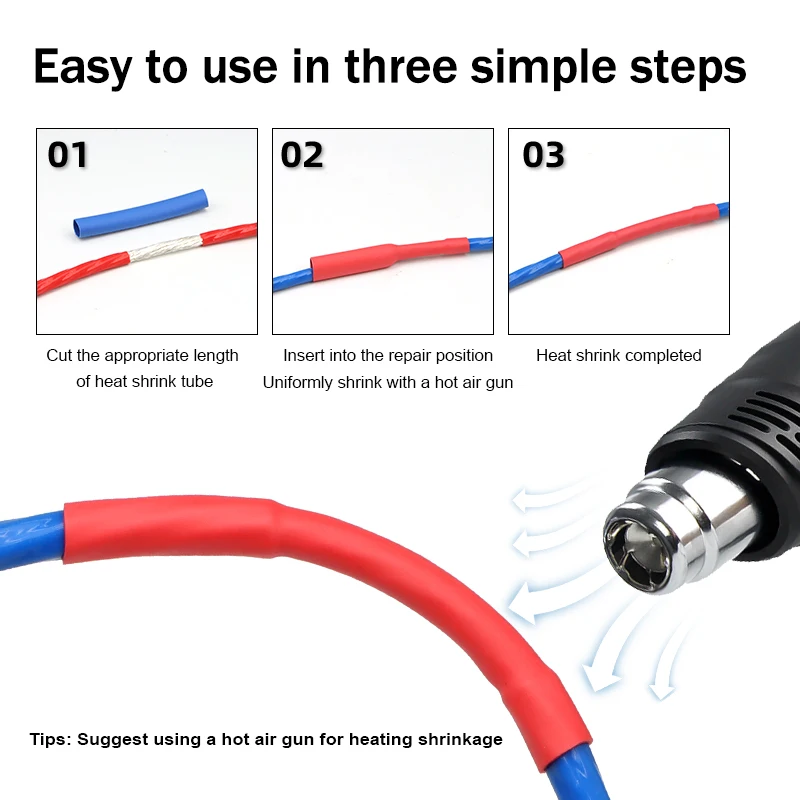 5M 2:1 Heat Shrink Tube 1 2 3 4 5 6 8 10 12 14 16 20 30 40 50mm Polyolefin Sleeving DIY Wrap Wire Repair Cable Protecctor Sleeve