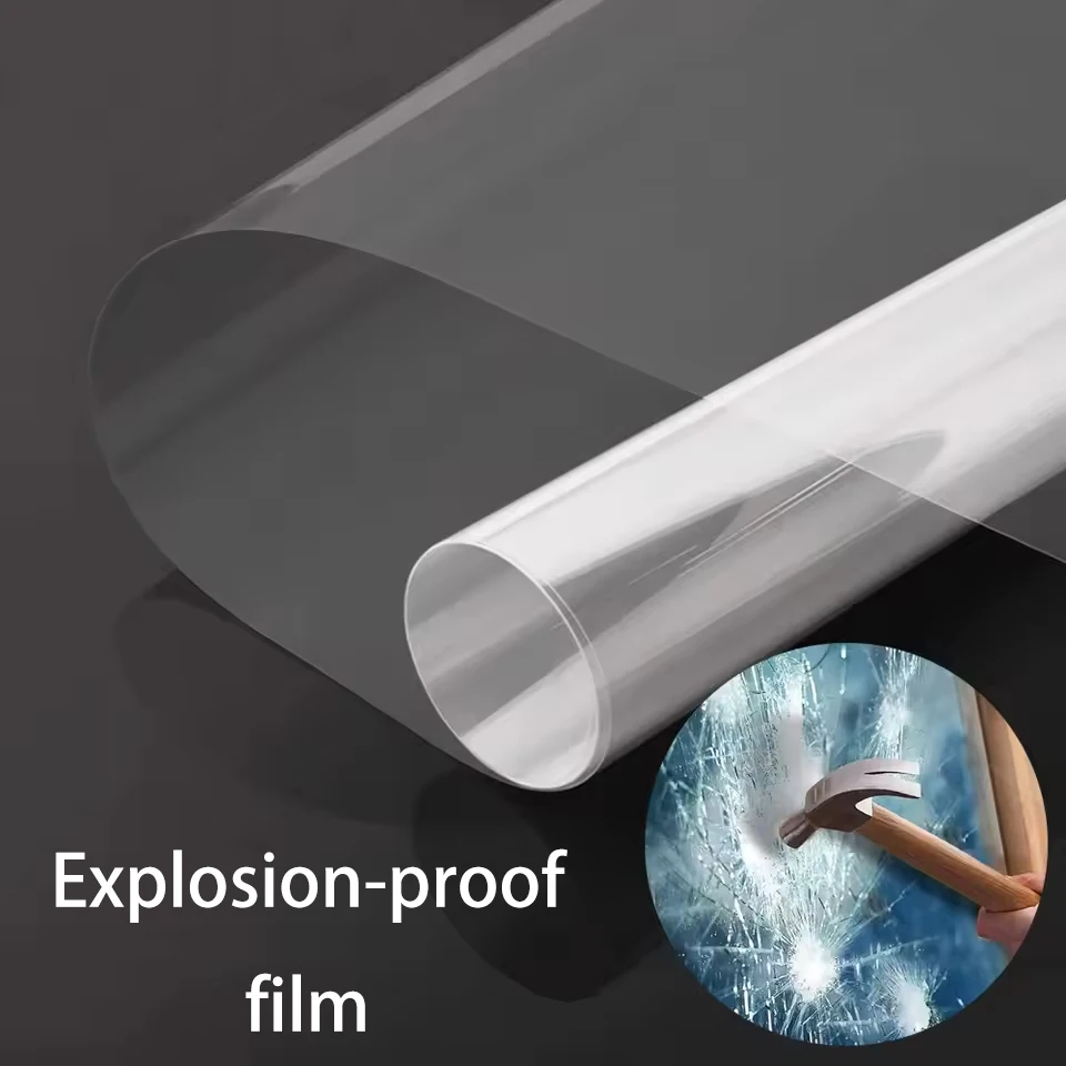 50cm Wide 2 Mils Safety Window Film Transparent Safety Glass Protective Film Self-Adhesive ShatterProof And Explosion-Proof.