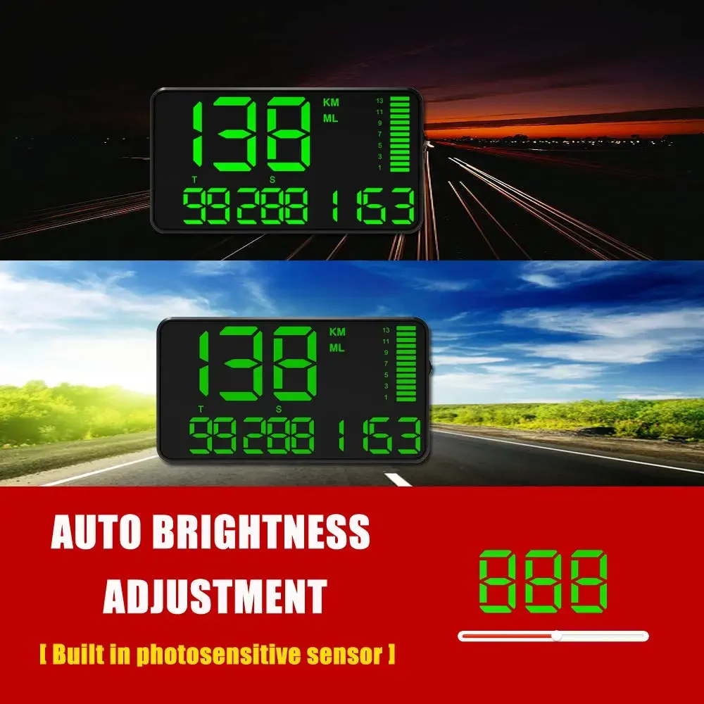 ELING GPS HUD Speedometer Odometer Car Digital Speed Display MPH Over Speed Alarm Car Clock for All Vehicles Universal C80 C90