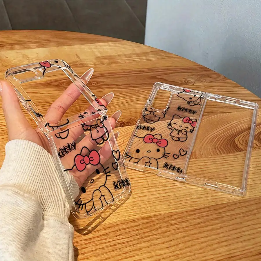 Case for Samsung Galaxy Z Fold 8 Ultra Z Flip 6 5 4 3 Z Fold 7 6 5 4 3 ZFold8Ultra Transparent Soft Phone Cover Sanrio Hello