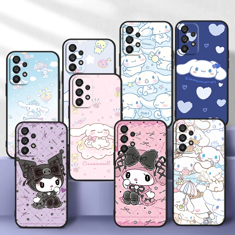 Cinnamoroll милый для Samsung A14 A54 A34 A73 A53 A33 A23 A13 A32 A72 A52 A32 A22 A03 A02 силиконовый черный чехол для телефона Coque Capa