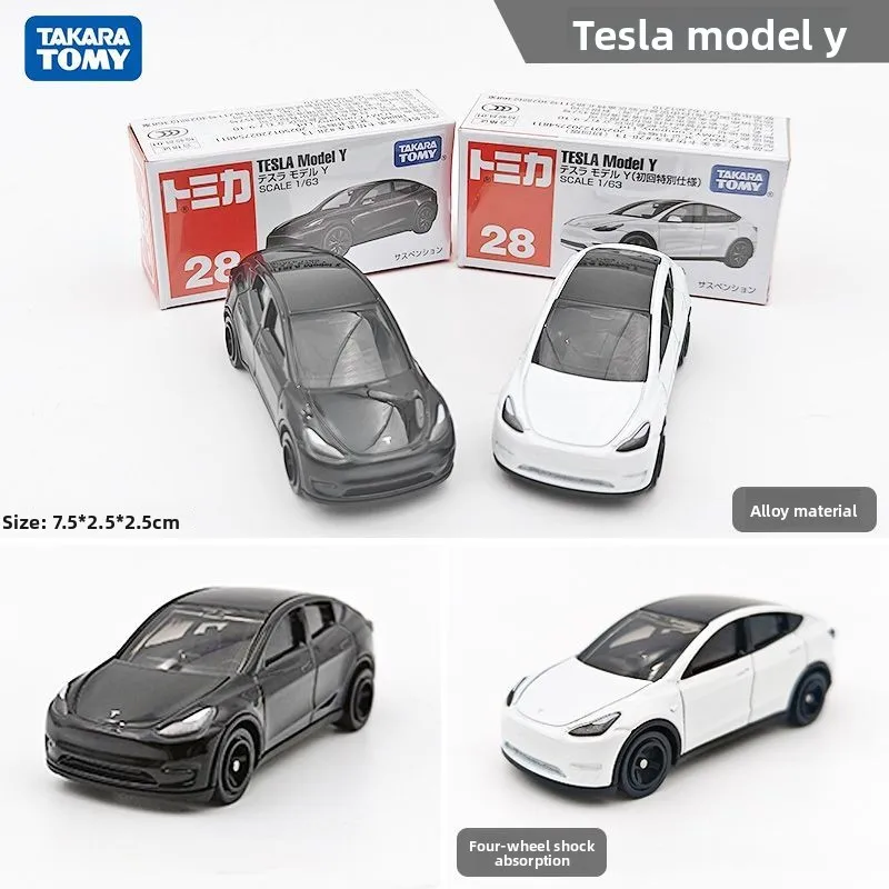 Takara Tomy Tomica No.28 Tesla Model Auto Motor Model Diecast Metal Pop Hot Miniatuur Kinderspeelgoed Verzamel ornamenten