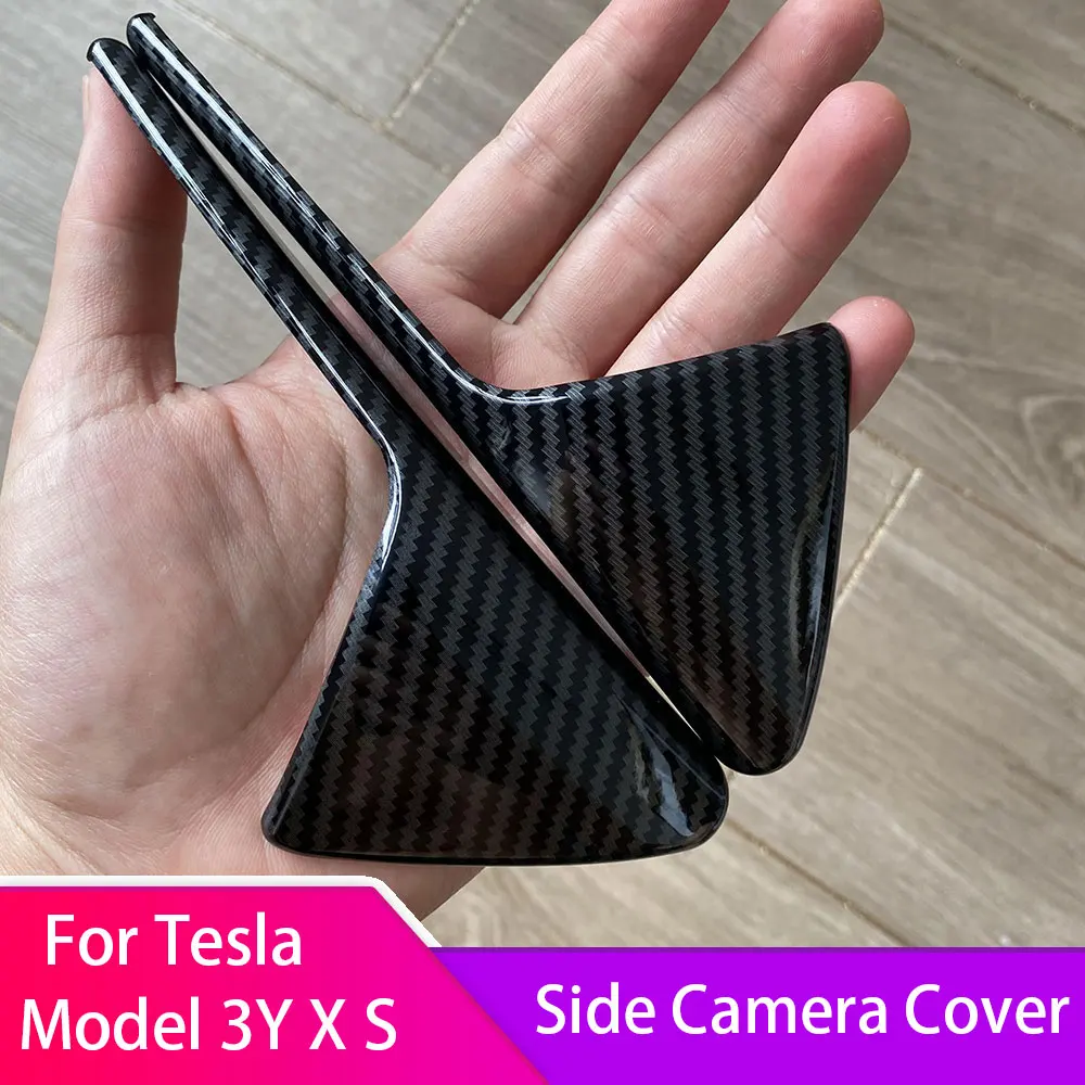 

Carbon Fiber For Tesla Model Y 3 X S ABS Side camera protection cover Trim 2PCS