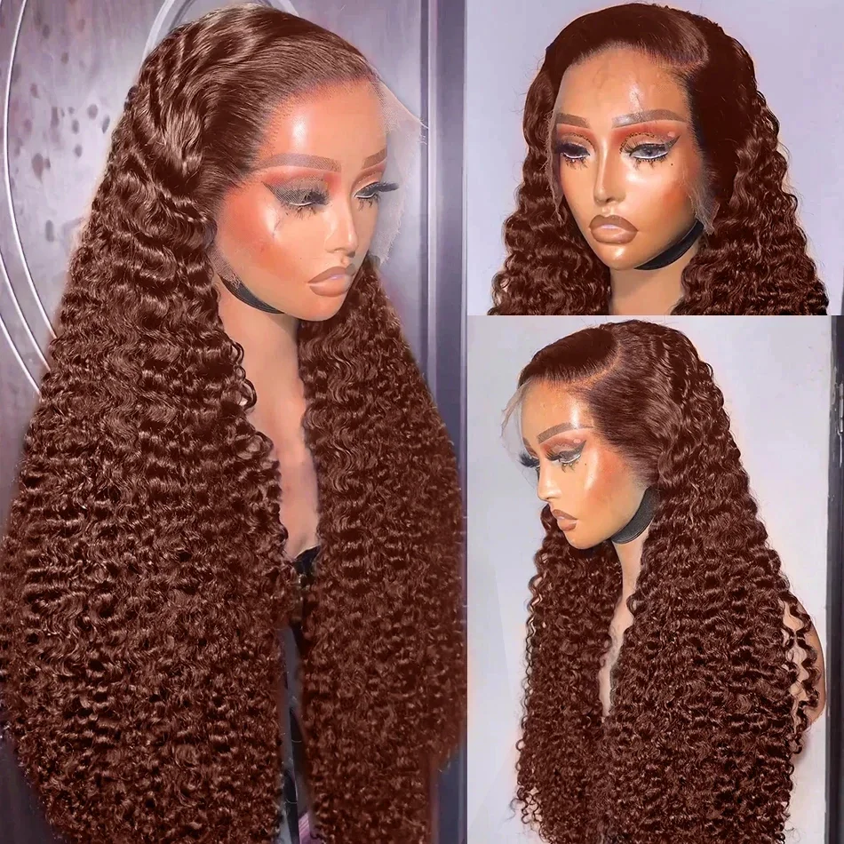 

180Density 26Inch Long Orange Brown Kinky Curly Lace Front Wig For Black Women BabyHair Daily Preplucked Glueless Heat Resistant