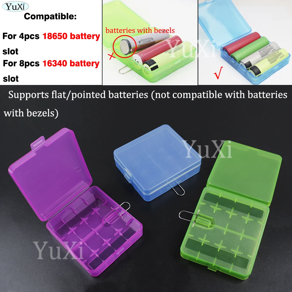 2Pcs For 18650 16340 Battery Storage Box With Hook 4 Slots Plastic Batteries Holder Box Case High Quality Clear Home Storage Box