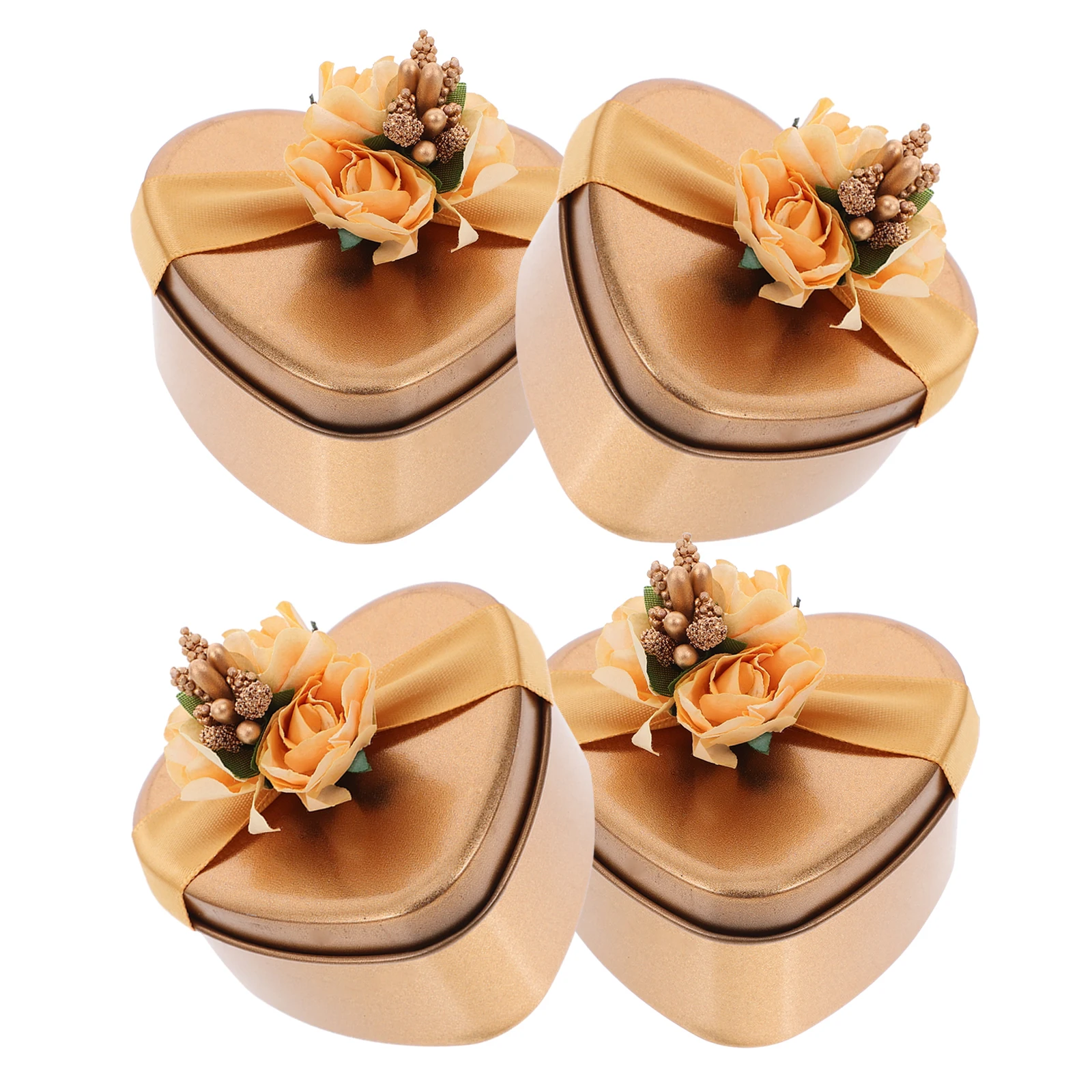 

4pcs Love Shape Tinplate Box 7X7X3.6Cm Wedding Candy For Gift Packaging Party Favors Storage Iron Empty Boxes Candy Cases Gift