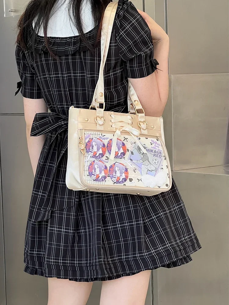 Kawaii Transparent Ita Tasche JK Schulter Handtasche Frauen Umhängetaschen Messenger Tote Handtasche Bolso