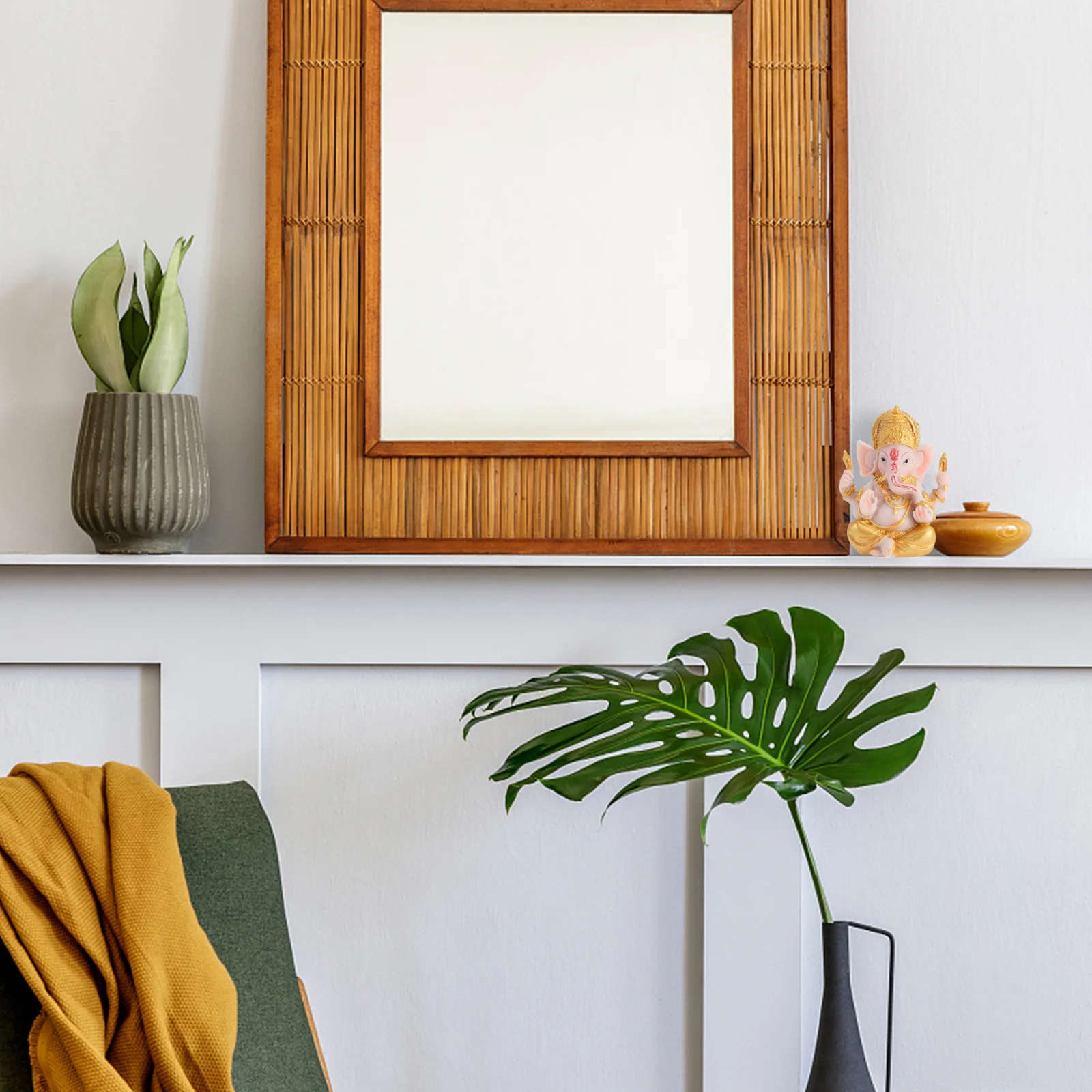 

1 Piece Elephant God of Wealth Statue Resin Home Decor for Desktop Shelf Dining Table Bedroom Elegant Art Sculpture Decoration