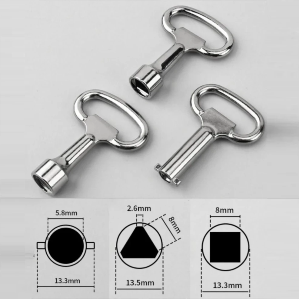 3PCS Silver Inner Triangle Key Wrench Square Key Water Tap 8Mm Vent Key Wrench Elevator Water Meter Valve Wrench