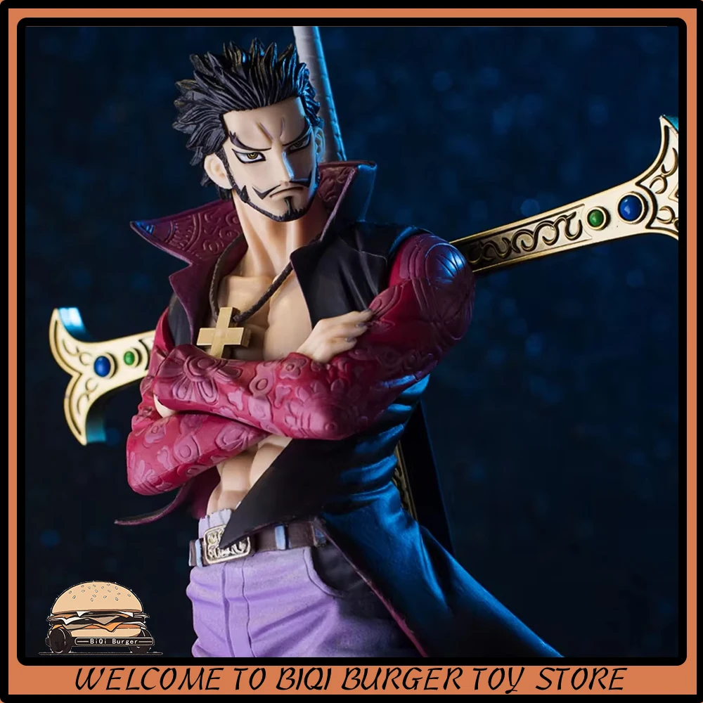 One Piece Figures Mihawk Anime Figure 25cm Dracule Mihawk Figurine Pvc Gk Statue Model Doll Collection Room Decoration Desk Toys