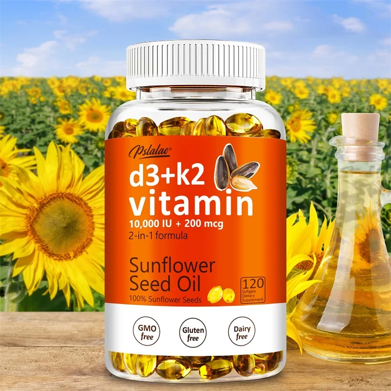 

Vitamin D3+K2 Softgels Improves Calcium Metabolism Promotes Bone Health Heart and Immune System Health