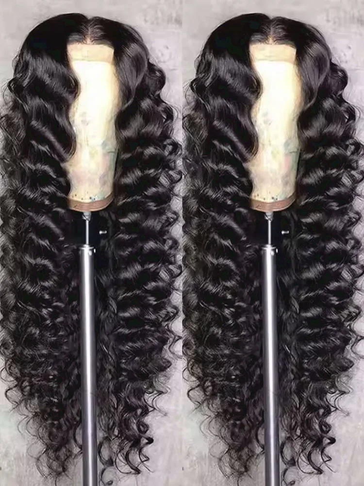 40Inch 250 Density Loose Deep Wave Lace Frontal Wig 13x4 Curly Human Hair Wigs Water Wave Pre plucked Lace Front Wig