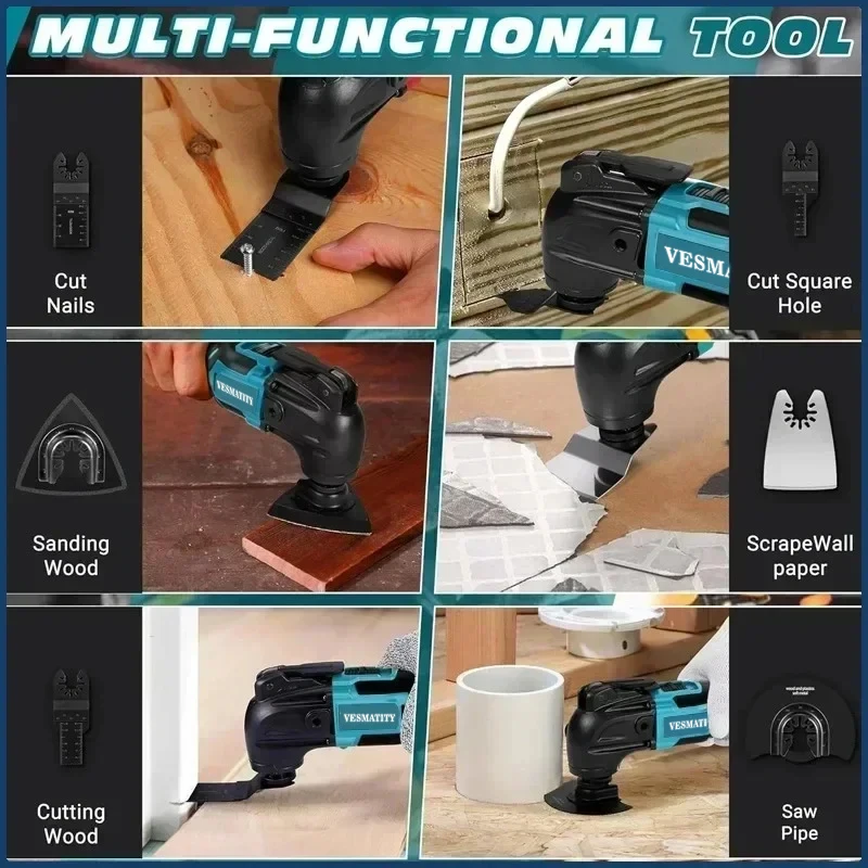 Electric Trimmer Quick Release Oscillating Tool Multi-FunctionalQuick-Change Compatible Tool For 18V-20VBattery