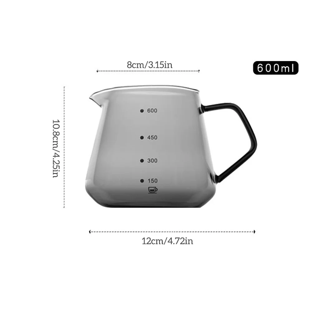 Glass Coffee Server 600ml Reusable Iced Tea Beverage Pour Over Brewing Dripper Home Camp Pot Drinkware Supplies